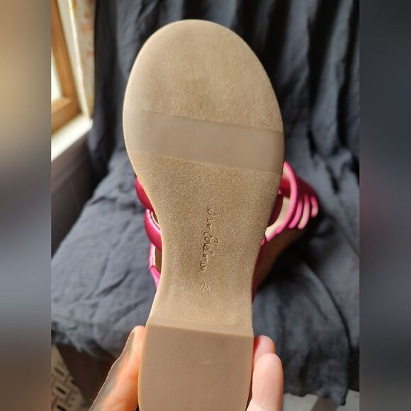 Sam Edelman Puffy Satin Pink Fuschia Strappy Wedge Espadrille Sandals Size 7.5 - Picture 6 of 7